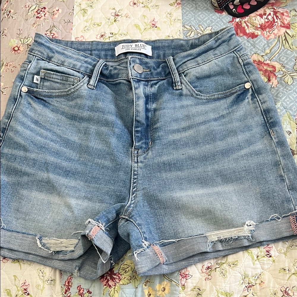 Judy Blue Light Wash Distressed Jean Shorts